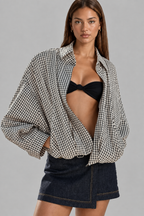 High Neck Gingham Jacket