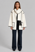 Scarf Coat with Contrast Stitch Trim