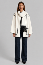 Scarf Coat with Contrast Stitch Trim