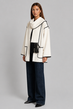 Scarf Coat with Contrast Stitch Trim