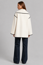 Scarf Coat with Contrast Stitch Trim