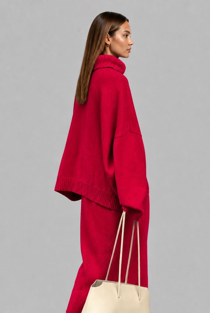 Knitted Turtleneck Jumper & Maxi Skirt Set