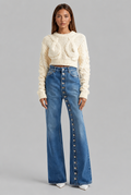 Flare Jeans with Button Front Detail