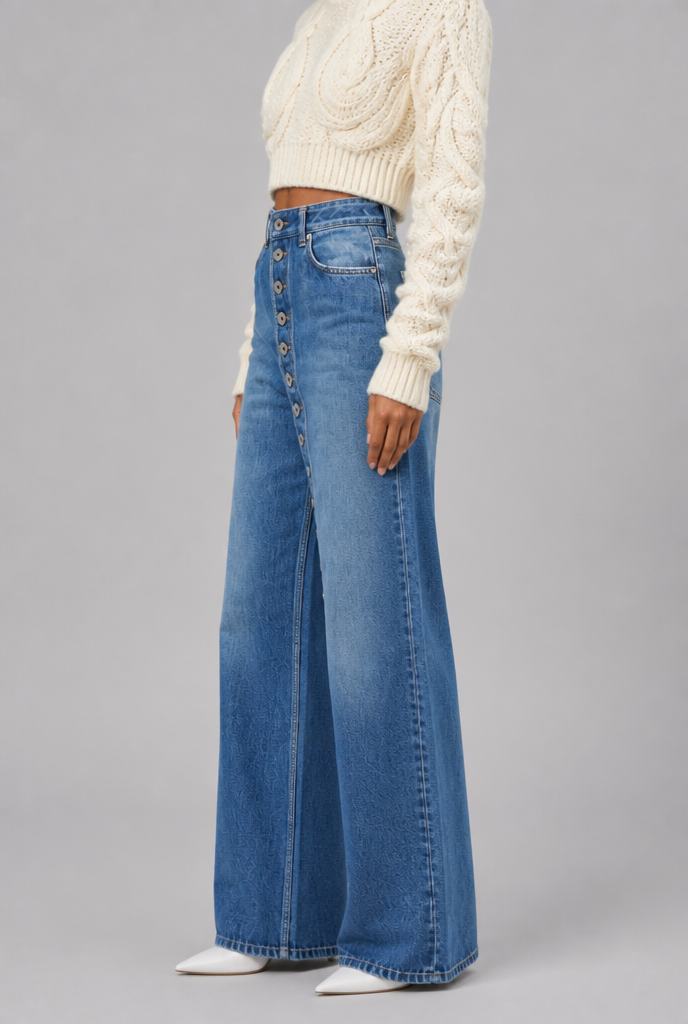 Flare Jeans with Button Front Detail
