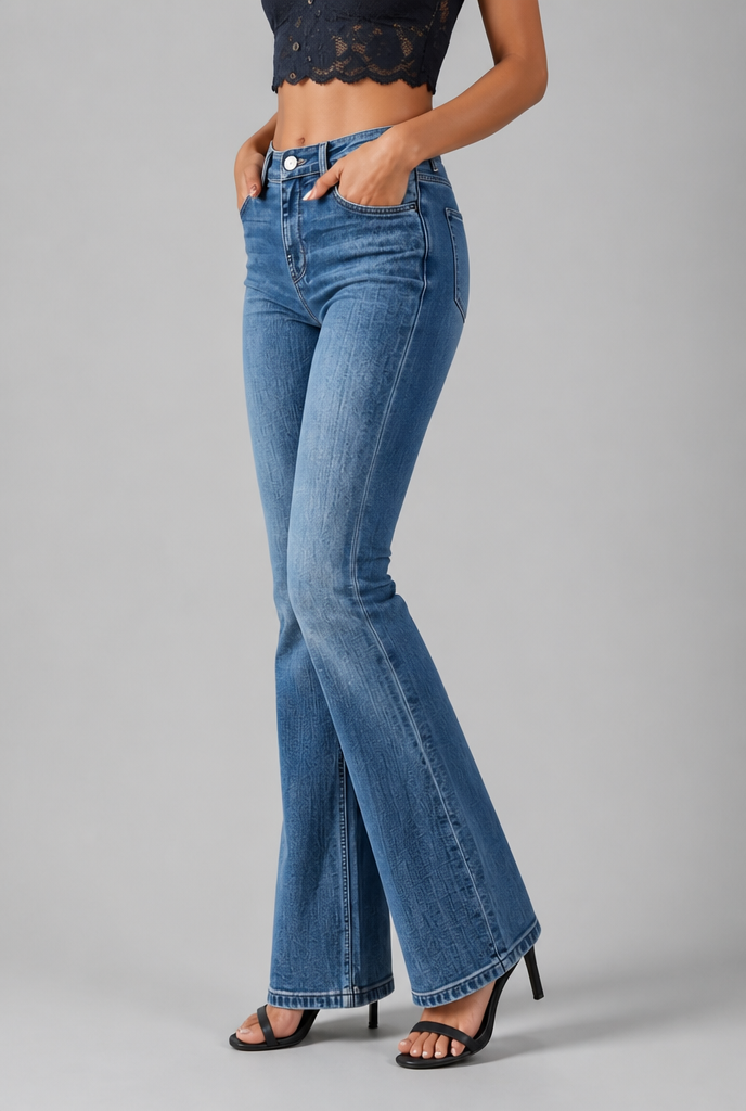 Flare Jeans with Embroidered Pockets
