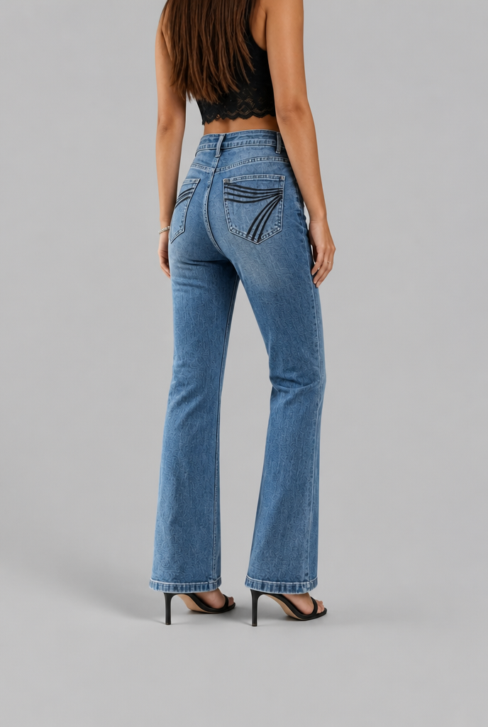 Flare Jeans with Embroidered Pockets
