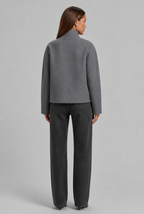 Cropped Jacket with Funnel Neck