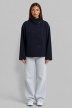 Cropped Jacket with Funnel Neck