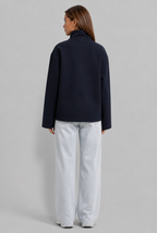 Cropped Jacket with Funnel Neck