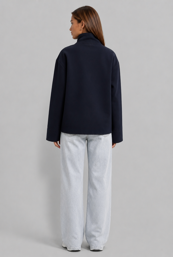 Cropped Jacket with Funnel Neck