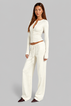 Ribbed Cardigan & Wide Leg Trousers Set