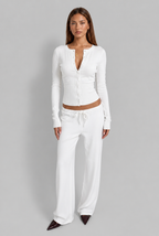 Ribbed Cardigan & Wide Leg Trousers Set