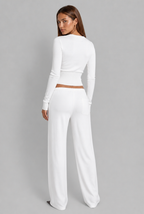 Ribbed Cardigan & Wide Leg Trousers Set