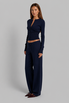 Ribbed Cardigan & Wide Leg Trousers Set