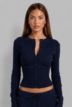 Ribbed Cardigan & Wide Leg Trousers Set