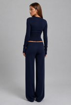 Ribbed Cardigan & Wide Leg Trousers Set
