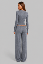 Ribbed Cardigan & Wide Leg Trousers Set