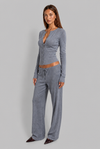 Ribbed Cardigan & Wide Leg Trousers Set