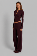 Ribbed Cardigan & Wide Leg Trousers Set