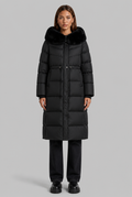 Long Puffer Coat with Fur Hood