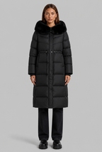 Long Puffer Coat with Fur Hood