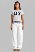 Wide Leg Jeans with Contrast Waistband