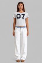 Wide Leg Jeans with Contrast Waistband