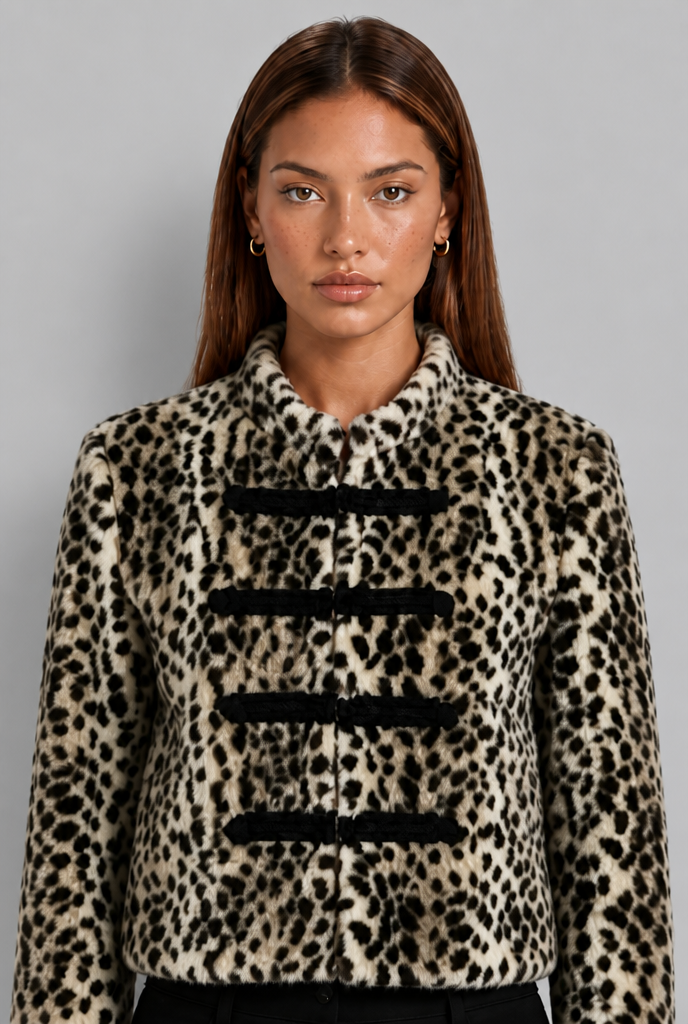 Leopard Print Military Jacket