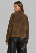 Suede Cropped Jacket with Patch Pockets