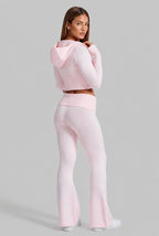Ribbed Knit Zip Hoodie & Flare Pants Set