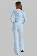 Ribbed Knit Zip Hoodie & Flare Pants Set