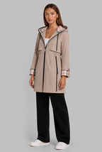 Hooded Trench Coat with Plaid Lining