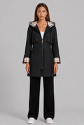 Hooded Trench Coat with Plaid Lining