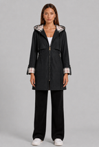 Hooded Trench Coat with Plaid Lining