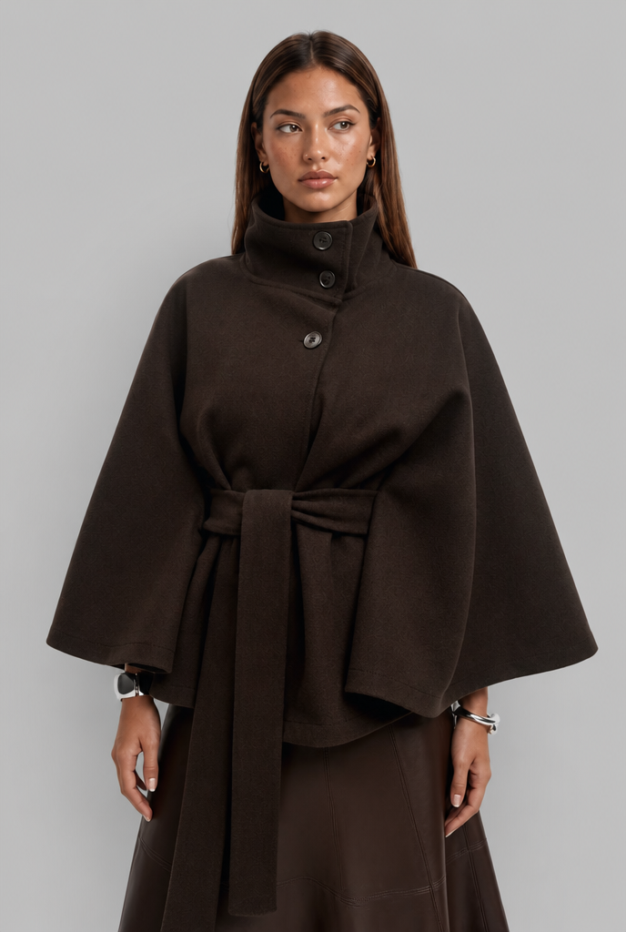 Cape Jacket with Tie Waist