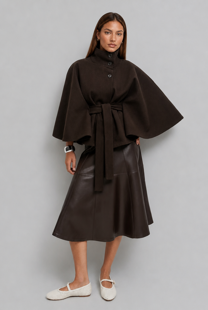 Cape Jacket with Tie Waist