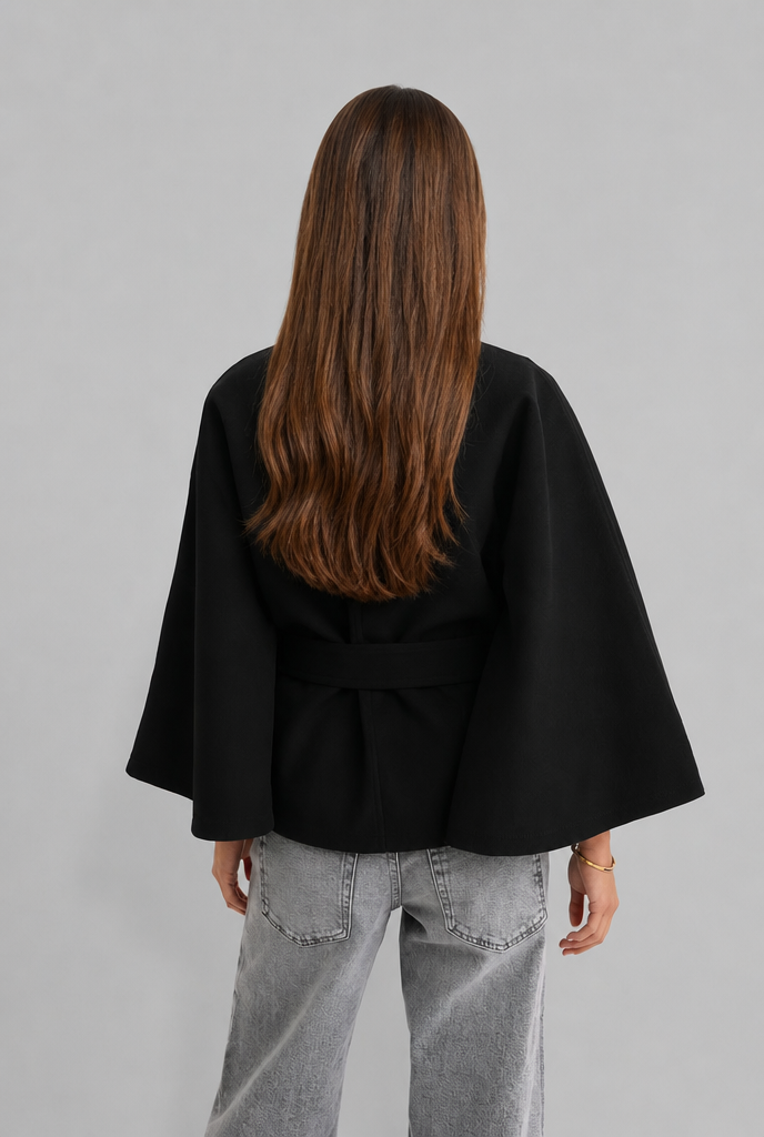 Cape Jacket with Tie Waist