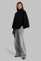 Cape Jacket with Tie Waist