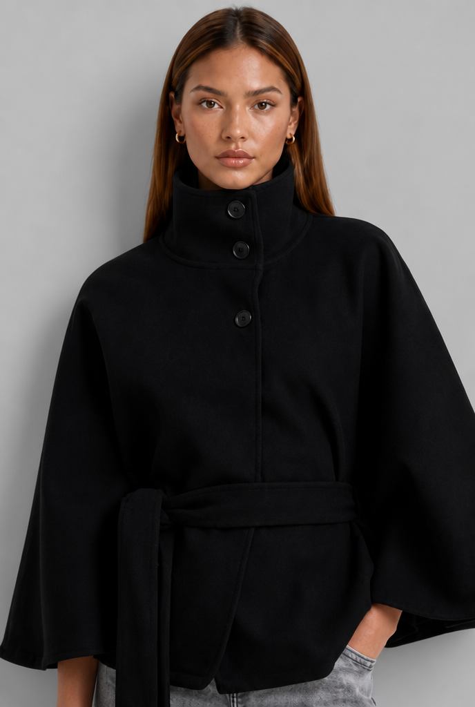Cape Jacket with Tie Waist