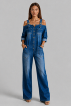 Off Shoulder Denim Jumpsuit