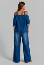 Off Shoulder Denim Jumpsuit