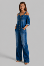 Off Shoulder Denim Jumpsuit