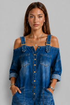 Off Shoulder Denim Jumpsuit