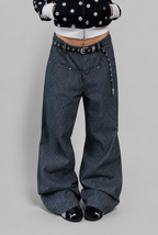 Pinstripe Wide Leg Jeans