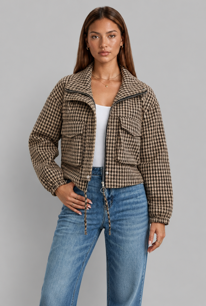 Houndstooth Cropped Jacket