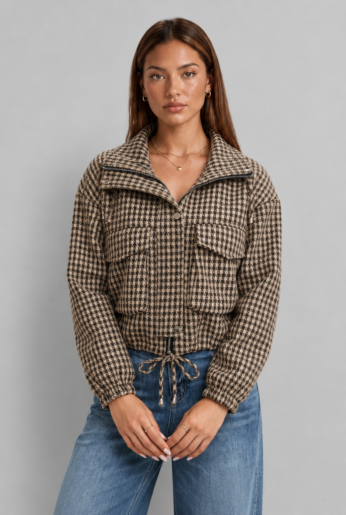 Houndstooth Cropped Jacket
