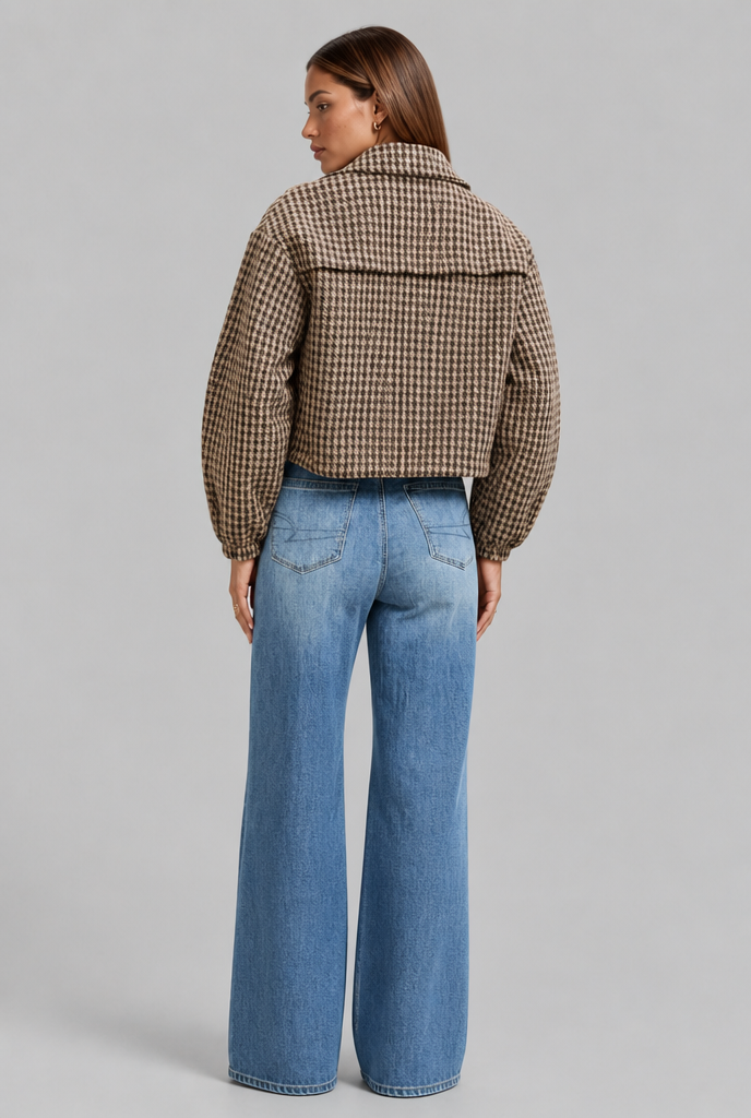 Houndstooth Cropped Jacket