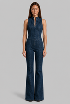 Sleeveless Denim Flared Jumpsuit