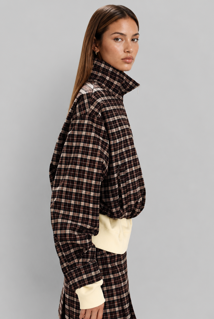 Plaid Jacket & Pleated Skirt Set
