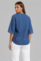 Denim Blouse with Tie Detail